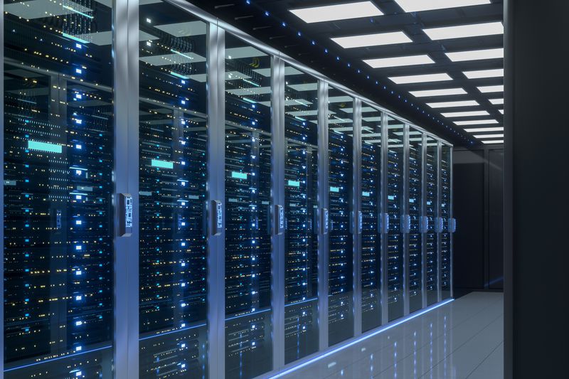 Rows of secure storage computers 